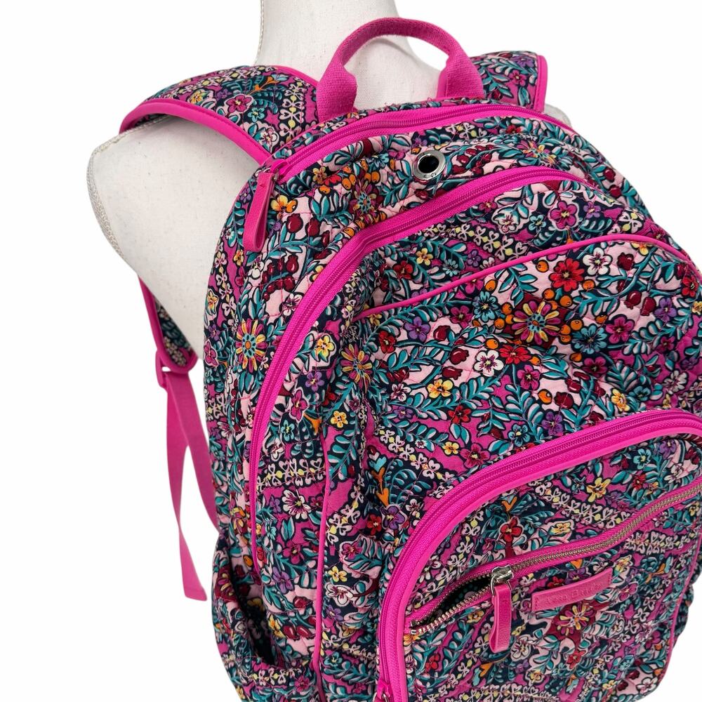 Vera Bradley Pink Floral Pink Travel Backpack Carry On Luggage Bag Large - Picture 2 of 10
